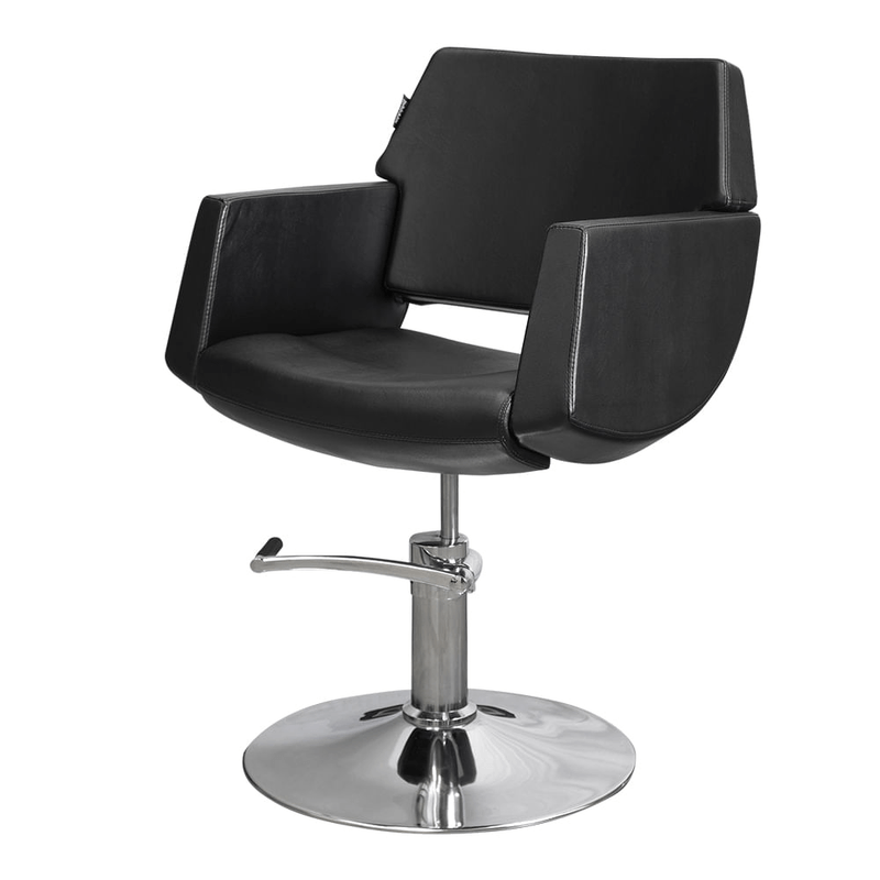 Sillon-Mono-Light-Se-Textura-Leve-para-peluqueria-color-Negro-con-respaldo-apoyabrazos-y-palanca-para-regular-altura