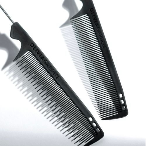Peine Carbon Diente Fino Mango Metalico