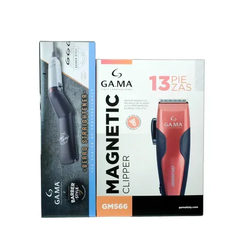 Combo Gama Plancha Alisadora Barber Style + Cortapelos Clipper Gm566 13pcs