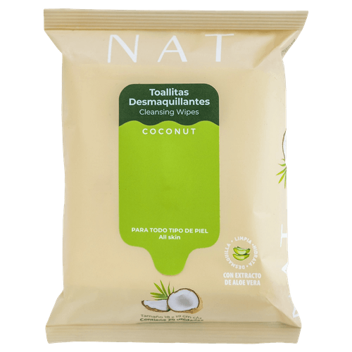 Toalla Húmeda Desmaquillante Coco NAT – 20 uds